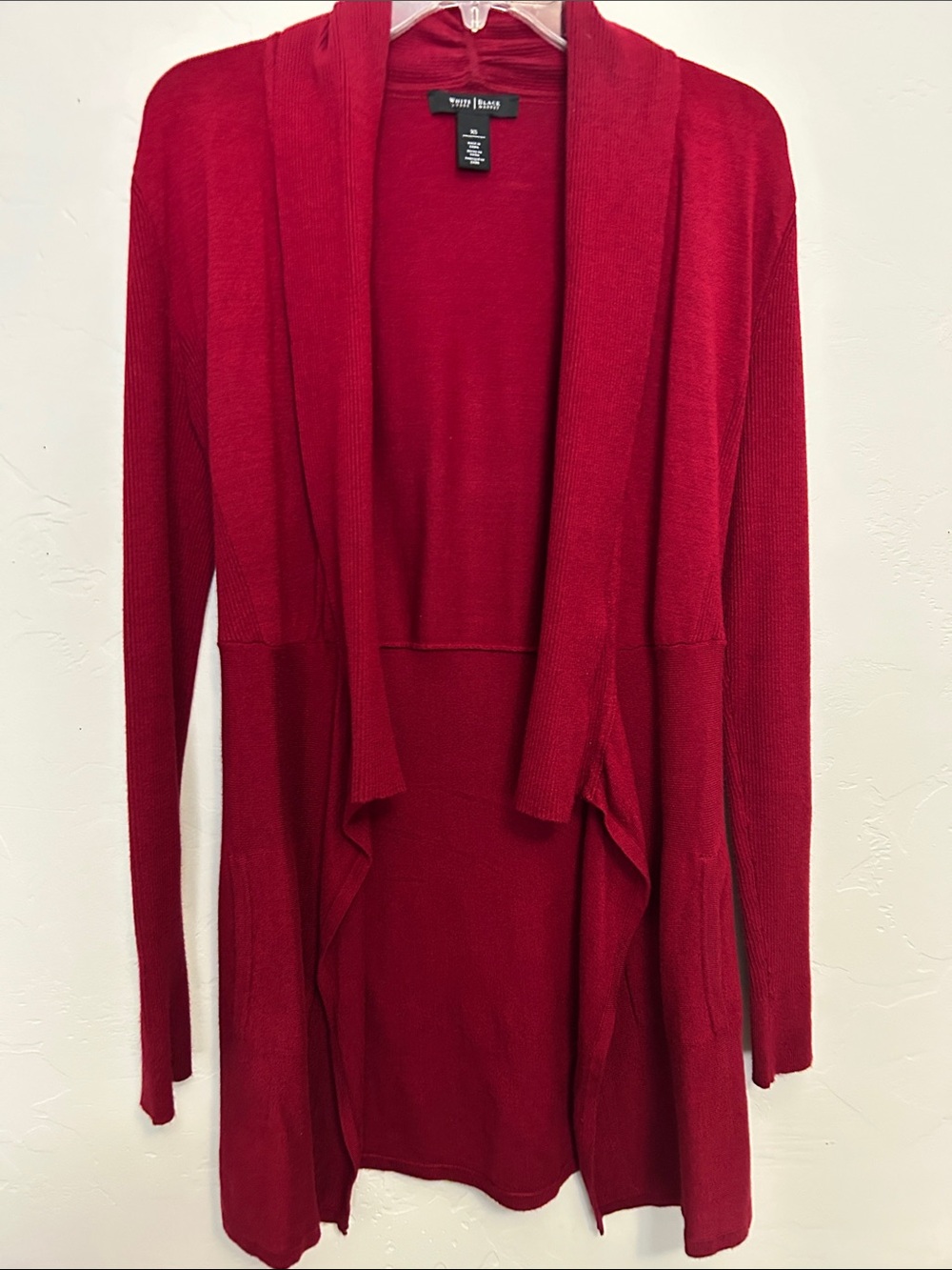 WHBM Deep Red Open-Front Cardigan